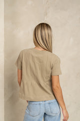 Cattelain Pleated Top in Olive - FINAL SALE