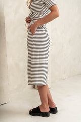 Niya Striped Midi Skirt in Black - FINAL SALE