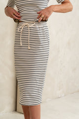 Niya Striped Midi Skirt in Black - FINAL SALE