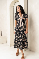 Vera Floral Maxi Dress in Black - FINAL SALE