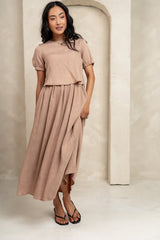 Elani Tie Blouse in Mocha - FINAL SALE