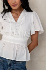 Neo Embroidered Blouse in Ivory - FINAL SALE