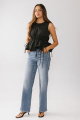 Miranda Textured Blouse in Black - FINAL SALE