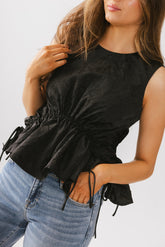 Miranda Textured Blouse in Black - FINAL SALE