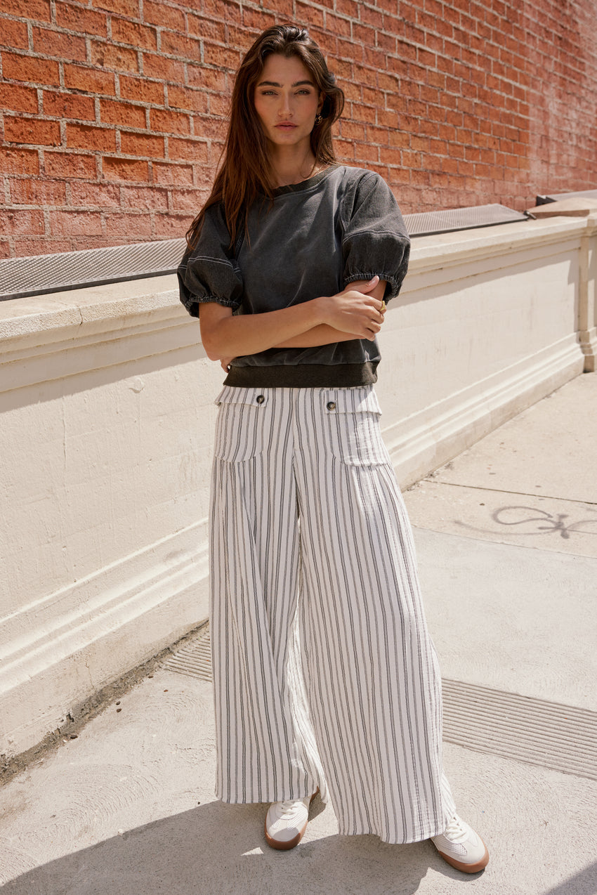 Mayson Wide Leg Pants in White - FINAL SALE