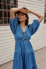 Nadia Midi Dress in Light Wash - FINAL SALE