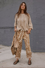 Kellie Floral Barrel Jeans in Camel - FINAL SALE