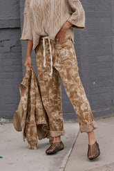 Kellie Floral Barrel Jeans in Camel - FINAL SALE