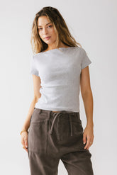 Martha Boatneck Top in Grey - FINAL SALE
