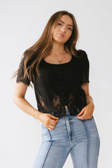 Angel Lace Trim Blouse in Black - FINAL SALE