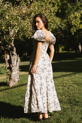 Robbie Floral Midi Dress in Beige - FINAL SALE