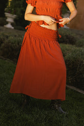 Micah Smocked Maxi Skirt in Rust - FINAL SALE