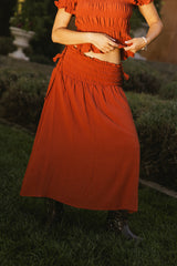 Micah Smocked Maxi Skirt in Rust - FINAL SALE