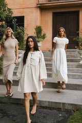 Tyler Peplum Mini Dress in Ivory Corduroy - FINAL SALE