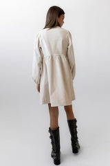 Tyler Peplum Mini Dress in Ivory Corduroy - FINAL SALE