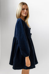 Tyler Peplum Mini Dress in Dark Wash - FINAL SALE