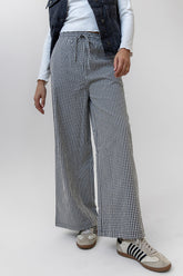 Ada Gingham Wide Leg Pants in Black - FINAL SALE
