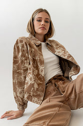Kellie Floral Bomber Jacket in Camel - FINAL SALE