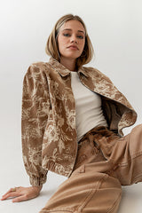 Kellie Floral Bomber Jacket in Camel - FINAL SALE