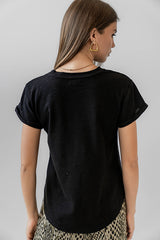 Selena Rolled Sleeve Shirt in Black - FINAL SALE