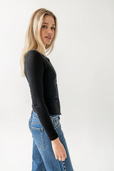 Mia Button Up Top in Black
