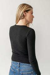 Mia Button Up Top in Black