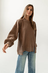 Trace Waffle Knit Top in Mocha