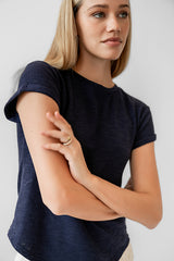 Selena Rolled Sleeve Shirt in Navy - FINAL SALE