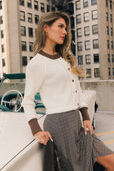 Ella Contrast Cardigan in Cream - FINAL SALE