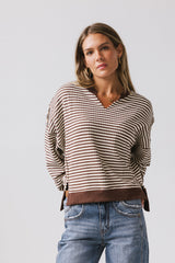 Wells Striped Top in Brown - FINAL SALE