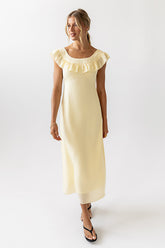 Lydia Ruffle Maxi Dress in Yellow - FINAL SALE