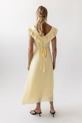 Lydia Ruffle Maxi Dress in Yellow - FINAL SALE