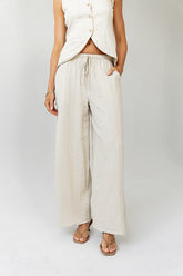 Lucy Striped Baggy Pants in Natural - FINAL SALE