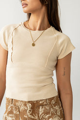Millie Reverse Seam Top in Tan - FINAL SALE