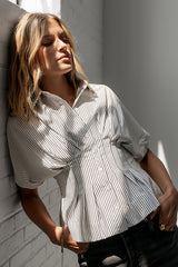 Alec Striped Blouse in White