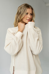 Trace Waffle Knit Top in Cream - FINAL SALE