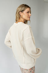 Trace Waffle Knit Top in Cream - FINAL SALE