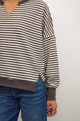 Wells Striped Top in Charcoal - FINAL SALE