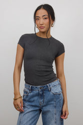 Asher Ribbed Top in Charcoal - FINAL SALE