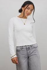 Leif Knit Top in White - FINAL SALE