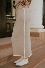Kenna Contrast Midi Skirt in Oatmeal - FINAL SALE