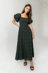 Beckie Smocked Maxi Dress in Green - FINAL SALE