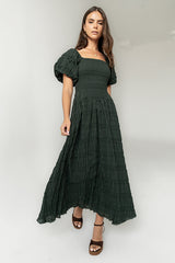 Beckie Smocked Maxi Dress in Green - FINAL SALE
