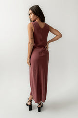 Hailey Lace Trim Maxi Dress in Marsala - FINAL SALE
