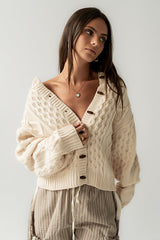 Noah Cable Knit Cardigan in Cream - FINAL SALE