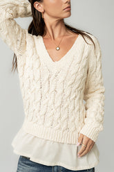 Zeke Cable Knit Sweater in Cream - FINAL SALE
