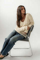 Zeke Cable Knit Sweater in Cream - FINAL SALE