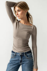 Anya Ribbed Top in Taupe - FINAL SALE