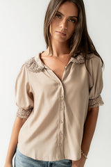 Zayne Button Up in Taupe - FINAL SALE