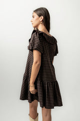 Tony Gingham Baby Doll Dress in Brown - FINAL SALE